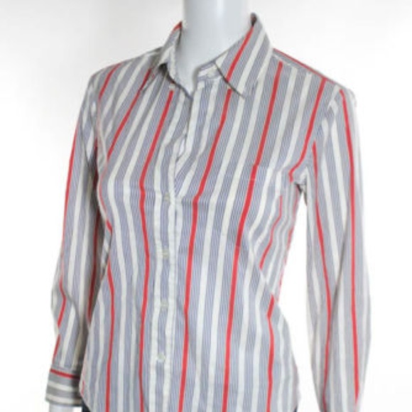 EUC! Theory Kaylind Multi-Colored Striped Button-Down Shirt Size P / XS - Picture 3 of 8